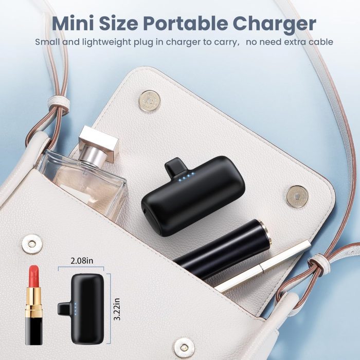 [2-Pack] Mini Portable Charger for iPhone,5200mAh Ultra Compact PD Fast Charging Power Bank,Plug-in Battery Pack Travel Cordless Phone Charger,Compatible with iPhone 14/14Pro/13/12/11/X/8/7/6plus etc - Image 6