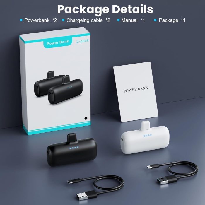 [2-Pack] Mini Portable Charger for iPhone,5200mAh Ultra Compact PD Fast Charging Power Bank,Plug-in Battery Pack Travel Cordless Phone Charger,Compatible with iPhone 14/14Pro/13/12/11/X/8/7/6plus etc - Image 7