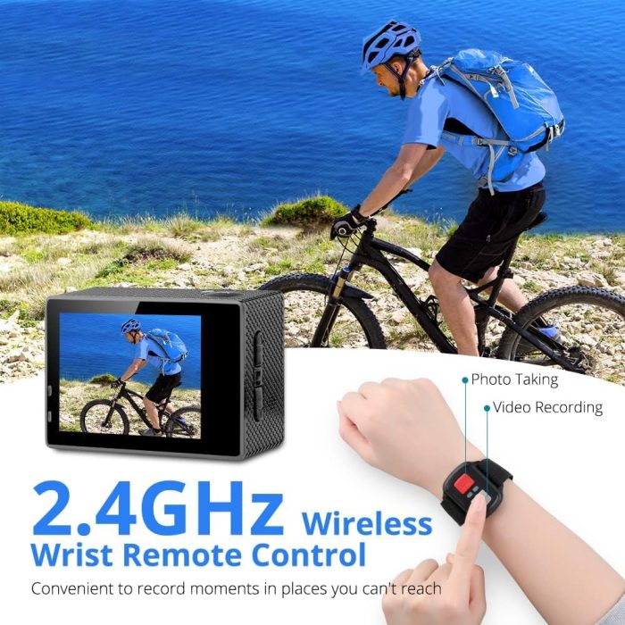 Dragon Touch 4K Action Camera 20MP Vision 3 Underwater Waterproof Camera 170° Wide Angle WiFi Sports Cam with Remote and Mounting Accessories Kit - Image 4