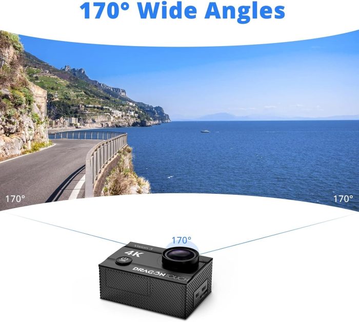 Dragon Touch 4K Action Camera 20MP Vision 3 Underwater Waterproof Camera 170° Wide Angle WiFi Sports Cam with Remote and Mounting Accessories Kit - Image 7