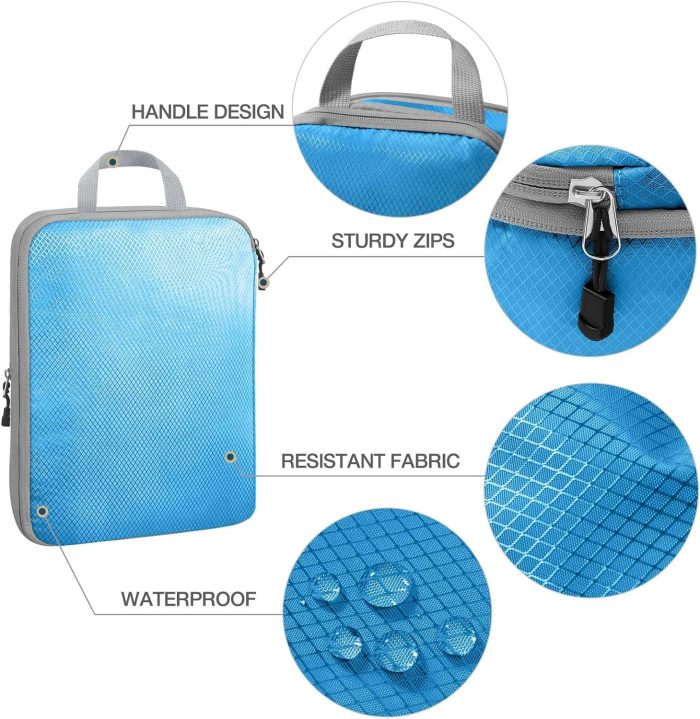 Hommtina Compression Packing Cubes for Suitcases, 7 Set Travel Organizer Cubes for Women (Blue) - Image 6