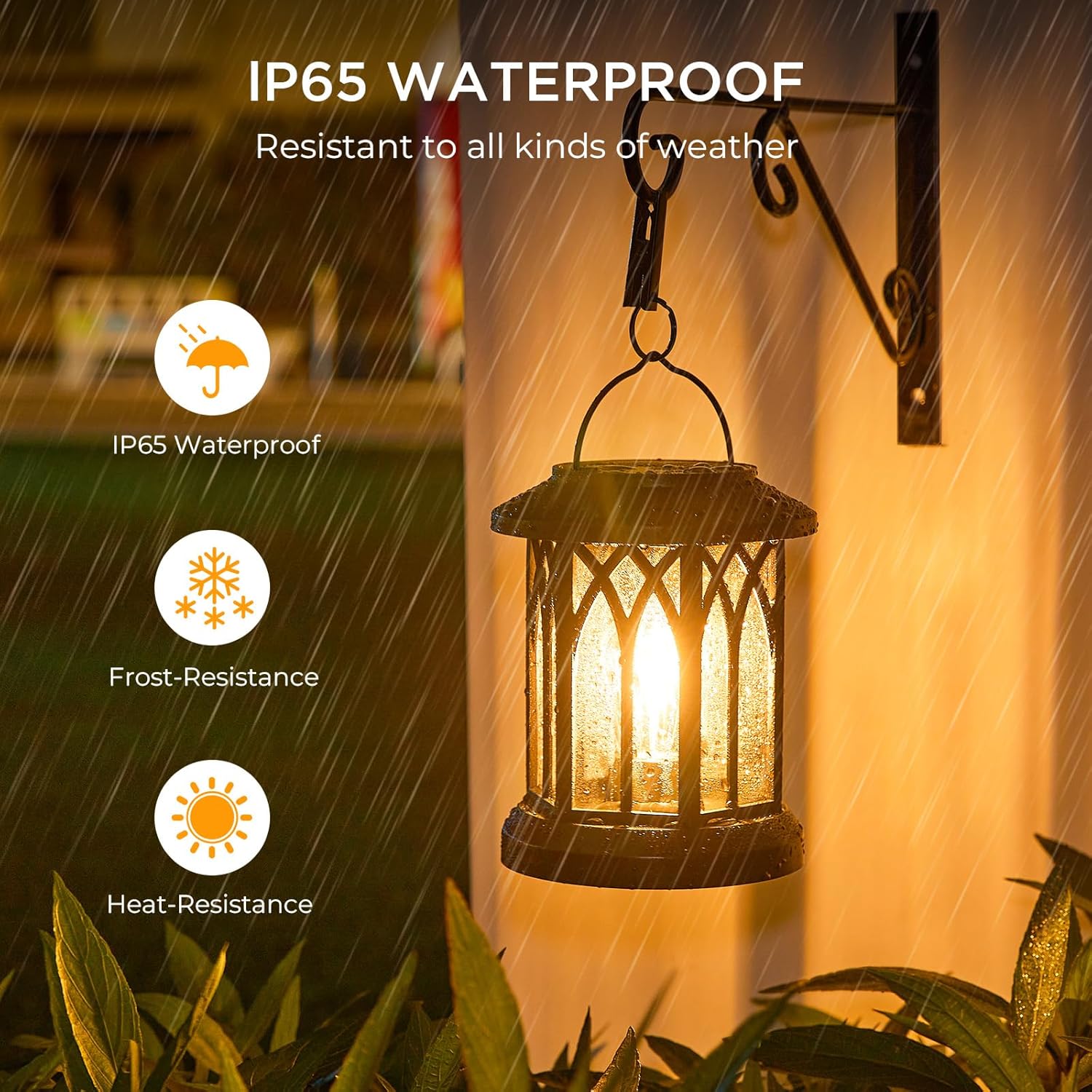 WdtPro Solar Lanterns Outdoor Hanging 4 Pack, Upgraded Bright Waterproof Lantern for Outside, Over 12Hrs Powered Lights for Garden, Yard, Patio Decor (Warm Light) - Image 5